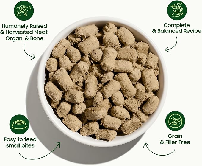 smallbatch Freeze Dried Dog Food – Lamb Recipe, Small Bites, Grain Free, Organic Produce – Grass Fed Lamb Hearts & Organs – High Protein Meal – Complete & Balanced Nutrition – 19 oz, Made in USA
