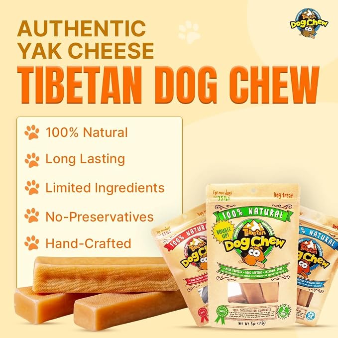 Tibetan Dog Chew Yak Cheese Sticks - Natural Handmade Treats for Small Dogs, Long-Lasting, Easy to Digest with No Additives, Rawhide, Grains, or Gluten, Perfect for Aggressive Chewers, 12 Chews