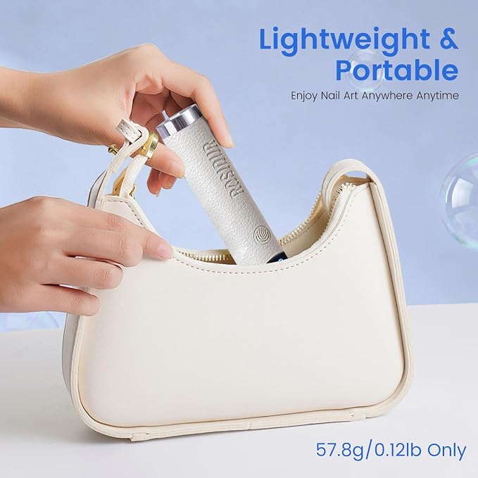 Mini UV Lamp for Gel Nails- Flash Cure Handheld Nail U V Led Curing Light with Stand- Rechargeable Hands-Free Fast Dry UV Lamp with Auto Sensor for Home Manicure and Salon (White)