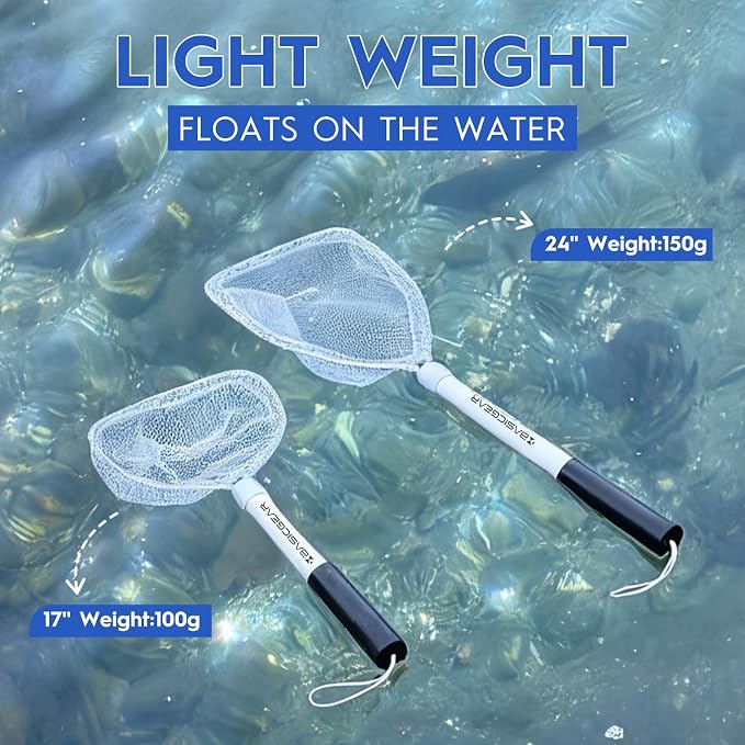 BasicGear Compact Baitwell Net for Live Bait – Soft Nylon Mesh, Aluminum Frame, EVA Non-Slip Grip & Anti-Drop Rope