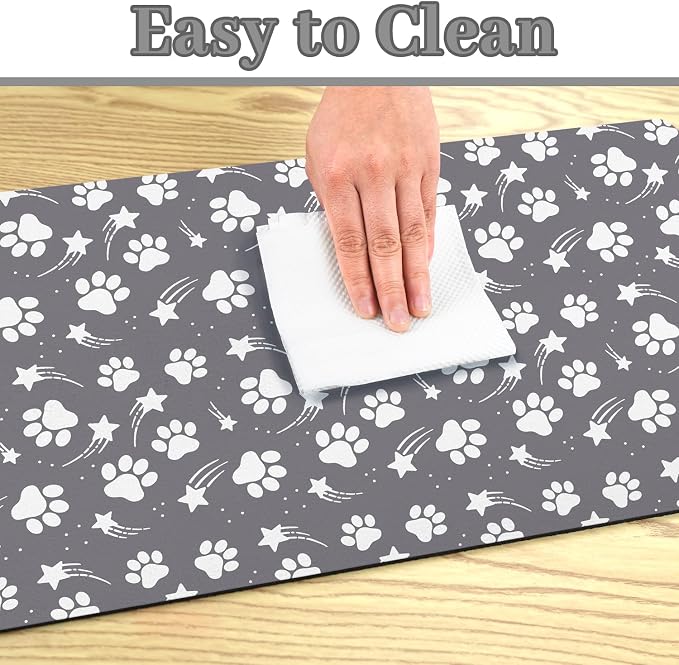 Dog Food Mat 24x32 Inch Pet Feeding Absorbent Mats for Floor Dog Cat Water Bowl Placemat Non-Slip Washable Pet Food and Water Mat