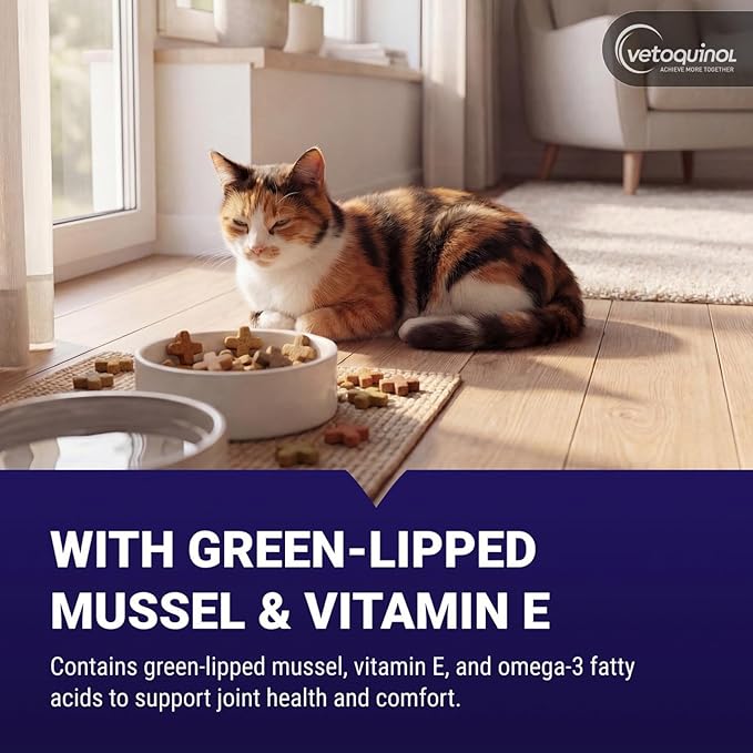 Vetoquinol Flexadin Plus - Hip & Joint Support for Cats & Small Dogs - Flexibility & Cartilage Support - Aids with Pet Mobility - Green-Lipped Mussel & Vitamin E - for Pets Up to 30 lbs - 90 Chews