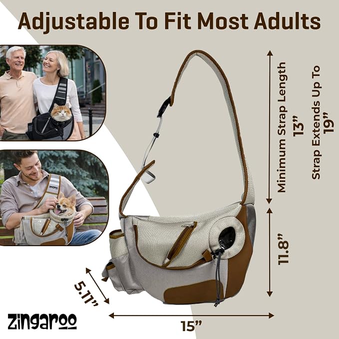 Hands-Free Sling Pet Carrier for Cats and Small Dogs up to 7lbs – Travel Set Includes Foldable Water Bowl & ID Card – Breathable Mesh, Safety Hook & Adjustable Padded Strap for Walking & Travel