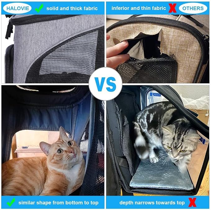HALOVIE Pet Carrier Backpack Expandable for Cats Dogs Under 18 LB, Breathable Mesh Cat Backpack Carrier Bag, Foldable Dog Backpack Carrier for Small Dogs Rabbits Puppies