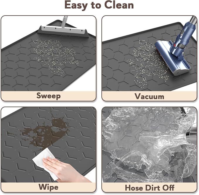 Garoopion Cat Litter Box Mat, Silicone Kitty Litter Mat, 24" X 16" Waterproof Silicone Pad for Floor, Dark Gray