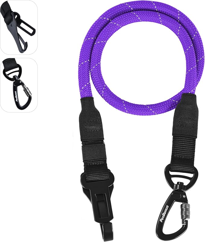 PetBonus Dog Seat Belt for Car and 2-Pack Silicone Collapsible Dog Bowls