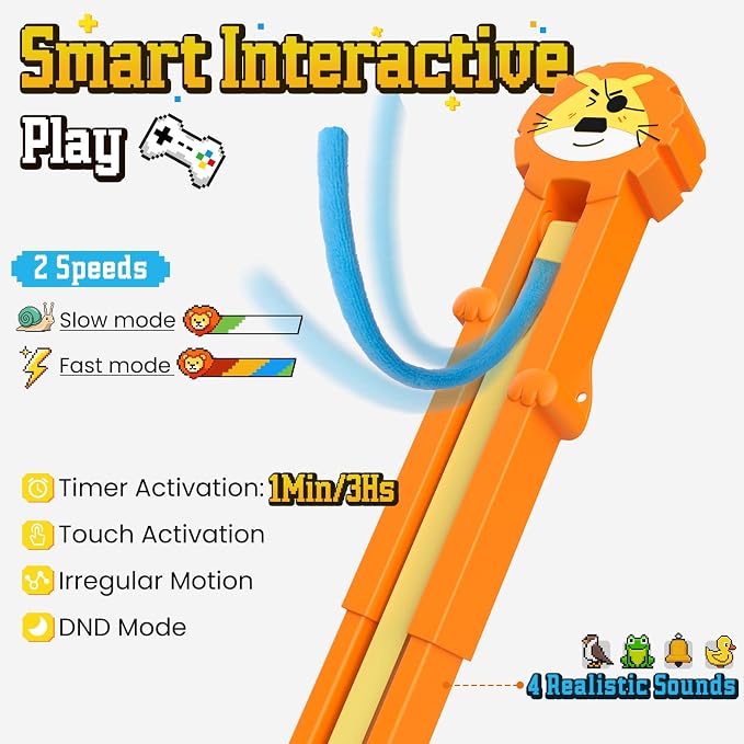 Cat Toys for Indoor Cats, 2 in 1 Door Hanging Cat Toy Interactive Automatic Moving 2 String Tails for Multi-Cat Households, Plush Dangler for Kitten Toys Hide and Seek Motion Activated, 4 Sounds/Off