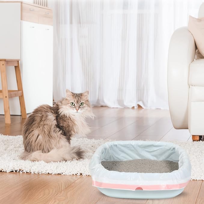 120 Count Large Cat Litter Box Liners 31 x 18 Inch Drawstring Litter Bags Cat Pan Portable Liners for Pets
