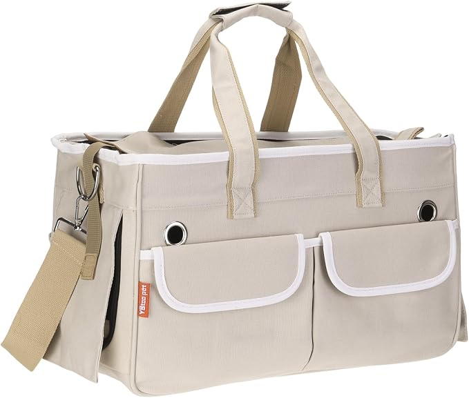 Cat Carrier for Pet, Rollable Cover, Breathable Dog Carrier Cat Carrying Case Pet Travel Bag Up to 16.5 lbs (Khaki), Intended for Hiking/Camping/Traveling