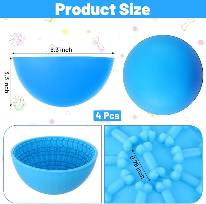 4 Pcs Dog Lick Bowl, Silicone Slow Feeder Wobble Bowl Set for Boredom & Anxiety Relief, Interactive Enrichment Mat for Fast Eaters, Promotes Oral Health, Non-Slip & Dishwasher Safe