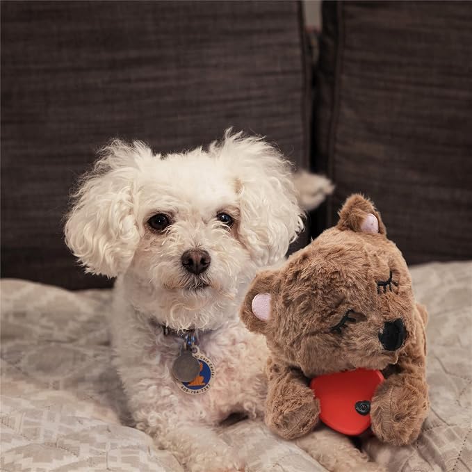 3T GROUP Puppy Heartbeat Toy Sleep Aid for Dog Heartbeat Toy for Puppy Essentials Stuffed Animal Anxiety Relief Plush Pillow Calming Aid Toys(Coffee)