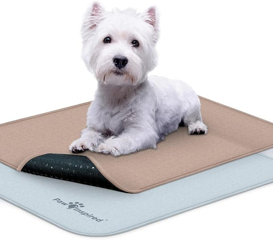 Paw Inspired Washable Crate Liners for Dogs (2 Pack), Leakproof, Non-Slip Pee Pads for 24 Inch Kennels, Reusable Puppy Pads for Potty Training, Whelping, Waterproof Mat (24x18 Inch, Pack of 2)