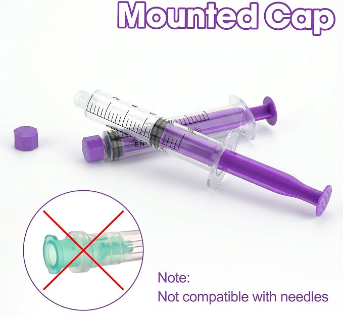 10ml Syringes with Cap without Needle - 10cc Plastic Syringe for Liquid, Feeding, Blister-Packed, Pack of 50
