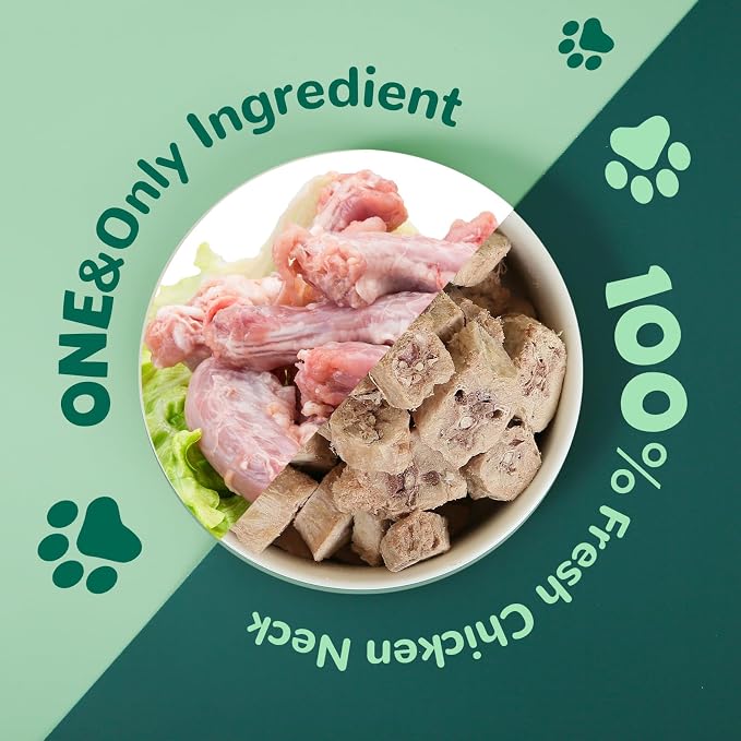 PAWUP Freeze Dried Chicken Necks, Freeze Dried Chicken Heart Pet Treats, High Protein Freeze-Dried Pet Food for Dogs, Cats, Fresh Ingredient