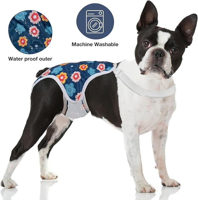 MICOOYO Dog Diaper Onesie Sanitary Pantie with Adjustable Suspender Washable Dog Period Panties Doggie Diapers Pet Underwear Female Dogs Diapers for Heat (Floral, XS/S)