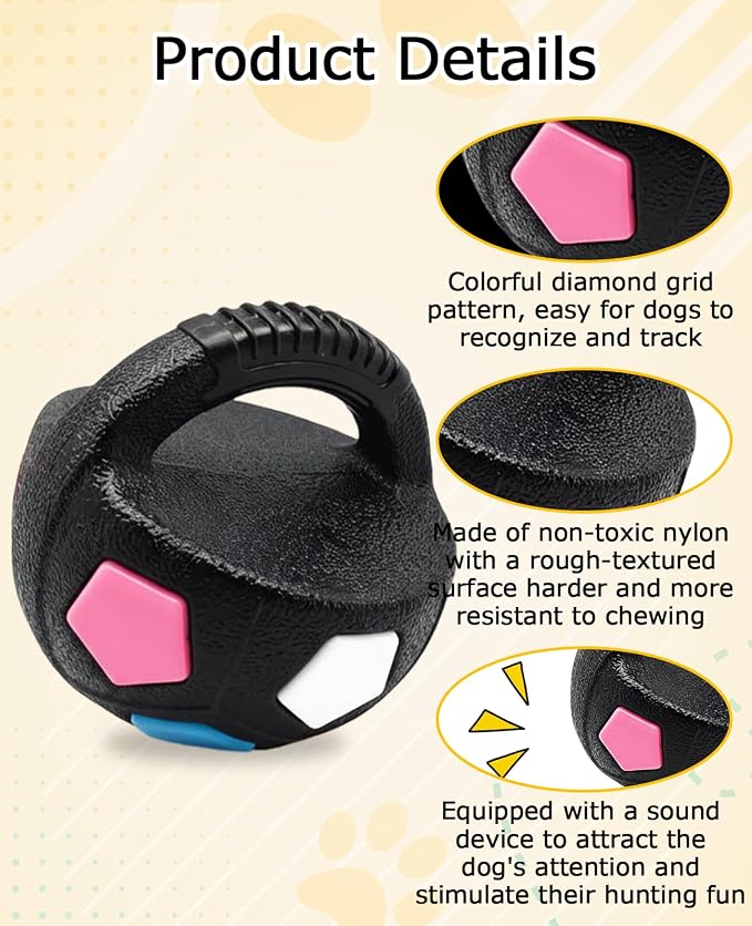 2PCS Dog Soccer Ball Toy with Handles, Calming Kettlebell Toys for Small Medium Large Dogs Playing
