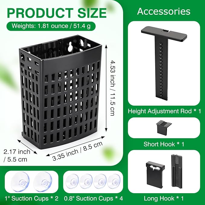 2026 Latest Upgraded Aquarium Plant Holder Adjustable Height with Extendable Hook and Suction Cup for Fish Tank Aquaponic Plant Cultivation and Aquascape Accessories Decorations (4 Pack)