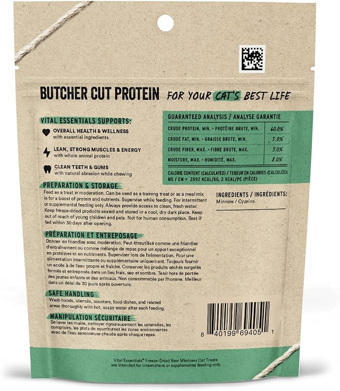 sWheat Scoop Natural Wheat Multi-Cat Litter 25 Pound Bag and Vital Essentials 0.5 oz Freeze-Dried Raw Cat Treats Minnows