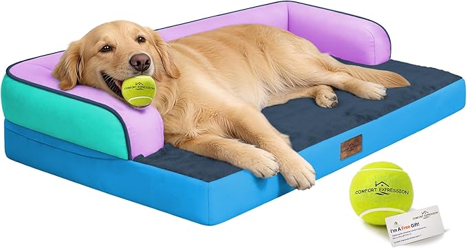 Comfort Expression Extra Large Dog Bed Orthopedic - XL Orthopedic Dog Beds Memory Foam Pet Couch Waterproof Sofa Bolster with Removable Cover - 42 x 30
