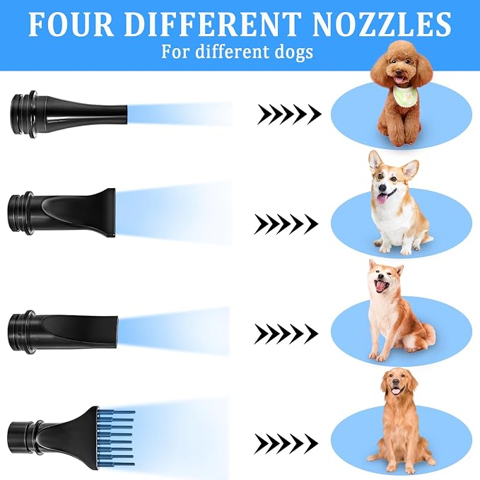 Dog Dryer for Large Dogs, 5.2HP 3800W High Velocity Pet Hair Dryers with Heater for Grooming, Spind Temperature Adjustable Pet Dryer Machine with 4 Nozzles Secadora para Perro (Beige)