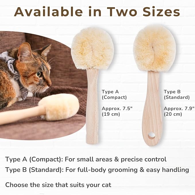 Wablade Cat Brush 7.9 Inch, Gentle Grooming Brush for Sensitive Cats & Kittens – Soft Grooming & Massage, Gently Removes Loose Surface Fur (Not a Deshedding Tool), Sisal, Made in Japan (Type-B)
