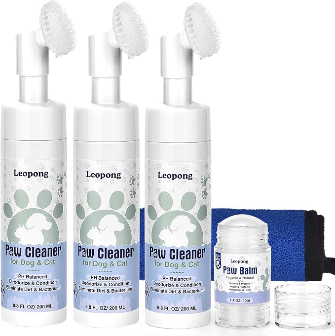 Leopong Dog Paw Cleaner, 3 Pack Dog Paw Cleaner with Dog Paw Balm for Heals - Repairs & Restores Dry - Cracked Paws & Nose Dog Paw Protector for Pet Foot Washer Care