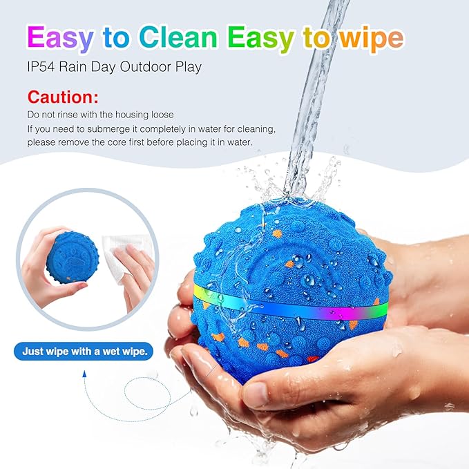 Interactive Dog Toys, Waterproof Smart Dog Ball, Rechargeable Moving Bouncing Dogs Ball with RGB Lights, 3 in 1 Play Modes Keeps Dogs Busy, E-TPU Material for Small Medium Dogs