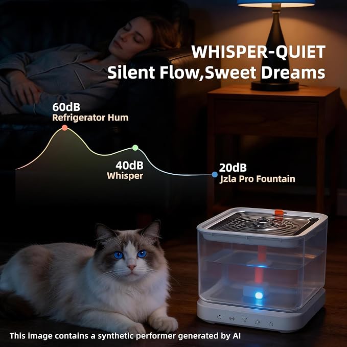 Wireless Cat Water Fountain,3L/101oz Cat Water Fountain for Cats Indoor,4000mAh Battery Operated Pet Water Fountain,Cat Fountain with Stainless Steel Tray,BPA-Free(P08F)