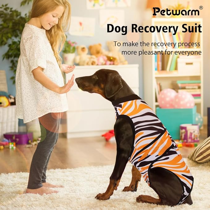 PetWarm Dog Surgery Recovery Suit, Dog Spay Recovery Suit Female and Male, Onesie for Dogs, Spay Neuter Bodysuit for Abdominal Affected Areas Sensitive Skin Areas, Leopard Pattern, Black, L