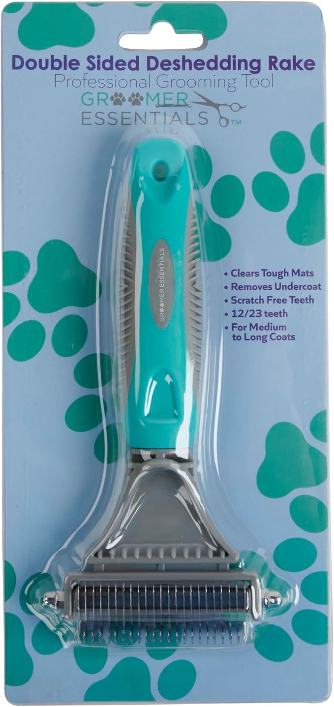 GROOMER ESSENTIALS Double-Sided Deshedding Rake 12/23 Blades