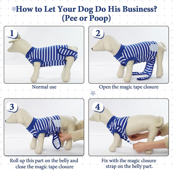 IDOMIK Dog Recovery Suit - Adjustable Anti-Licking Dog Post Surgery Onesie, Male Female Spay Neuter Suit, Soft Abdominal Wound Bandage & E-Collar Cone Alternative