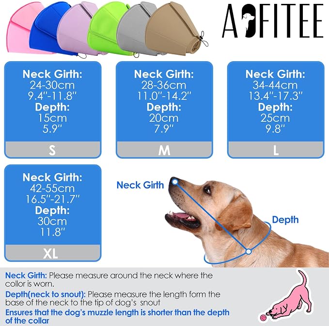 AOFITEE Dog Cones for Medium Dogs, Soft Dog Cone Collar After Surgery, Adjustable Cone for Dogs to Stop Licking, Breathable Pet E-Collar Alternative for Wound Healing(Blue,Medium)