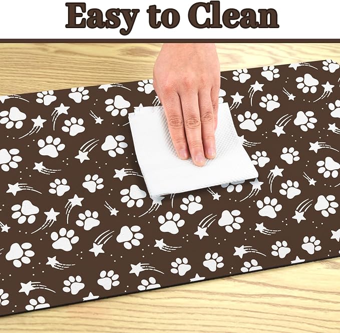 Dog Food Mat 24x32 Inch Pet Feeding Absorbent Mats for Floor Dog Cat Water Bowl Placemat Non-Slip Washable Pet Food and Water Mat