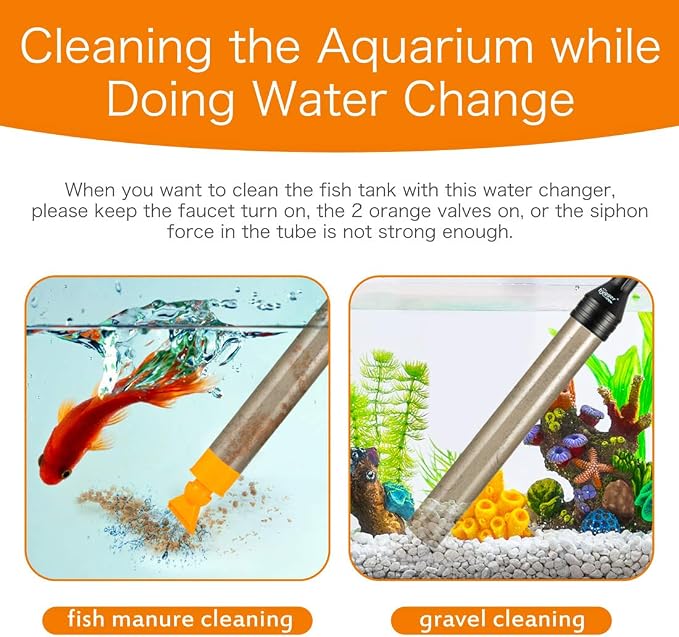 hygger Upgrade Aquarium Water Changer Kit, Semi-Automatic Fish Tank Gravel Cleaner, with 49 FT Water Hose, Flow Control Valve