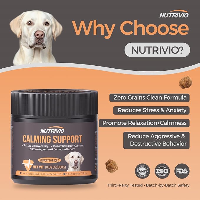 Melatonin Calming Chews for Dogs, Calming Dog Supplement, Melatonin Chews to Help Reduce Anxiety and Stress from Storms, The Vet, Fireworks and Travel, Chicken Flavored 120 Soft Chews 300g