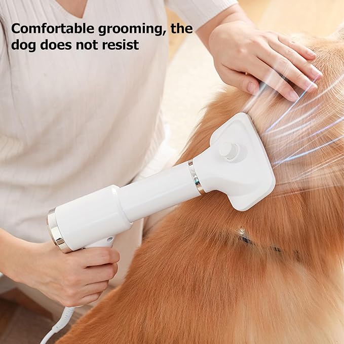Dog Hair Dryer with Slicker Brush, Portable Dog Blower,Ergoesnomic Electric Grooming Blower with 135° Textile Needle Comb for Cats & Dogs - US Plug 110V