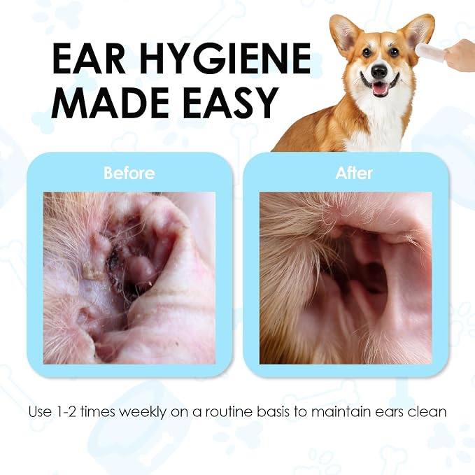 Mooncat Pet Paw & Ear Care Bundle – Natural Dog Paw Balm for Dry Nose and Cracked Pads with Jojoba Oil, Aloe & Vitamin E (2oz) + Cat & Dog Ear Cleaner Wipes for Wax & Dirt Removal, Odor Control & Dail