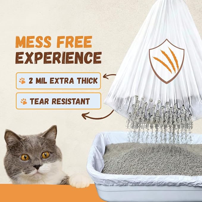 Cat Sifting Litter Box Liners - 21 Count - 2 MIL Extra Thick - Litter Bags Liners with Elastic Drawstring, Tear-Resistant Waterproof Cat litter liners for litter box, Kitty Litter Liners (30" × 16")