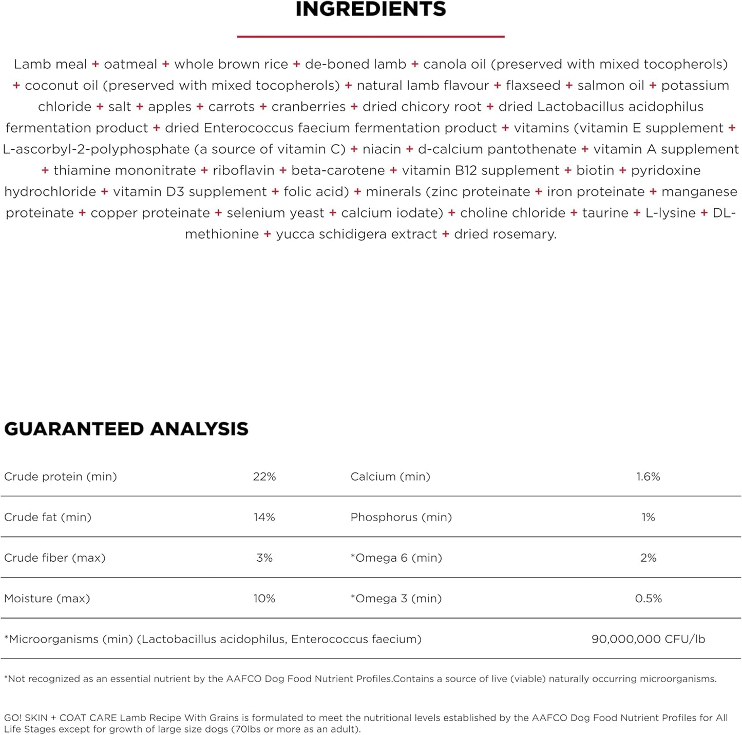 Go! Solutions Skin + Coat Care, Dry Dog Food, Lamb Recipe with Grains, 22 lb Bag