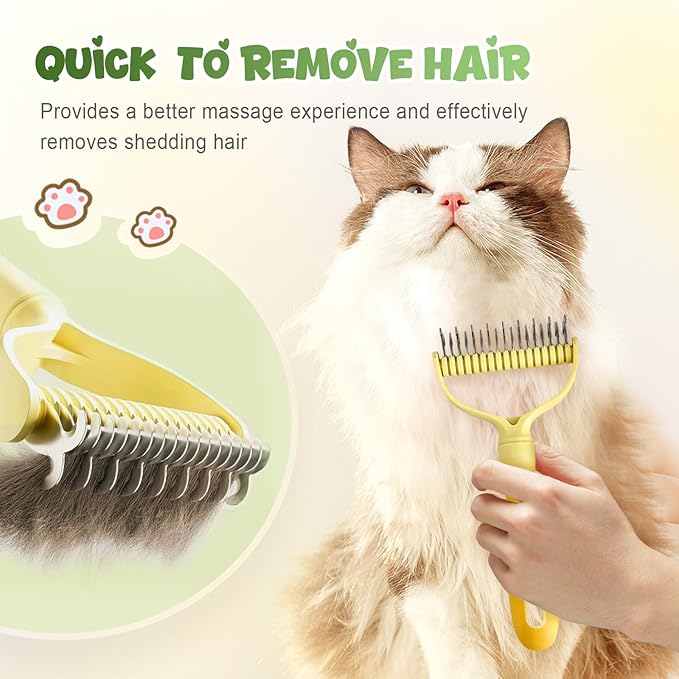 Double-Sided Pet Grooming Brush for Dogs and Cats, 2026 New Dog Deshedding Brush, Dematting Comb Removes Tangles Knots and Loose Fur, Ergonomic Pet Grooming Tool (Blue*2)