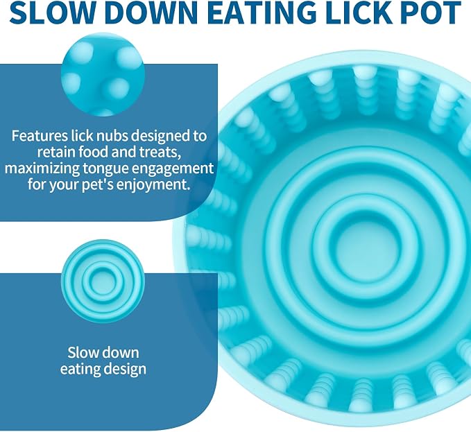 Dog Lick Bowl, Bestalk Anxiety Relief Slow Feeder Dog Lick Mat Treat Dispenser, Non-Slip Licking Bowl Enrichment Toys for Small Medium and Large Breed Dogs, BPA Free Silicone(Teal,S)