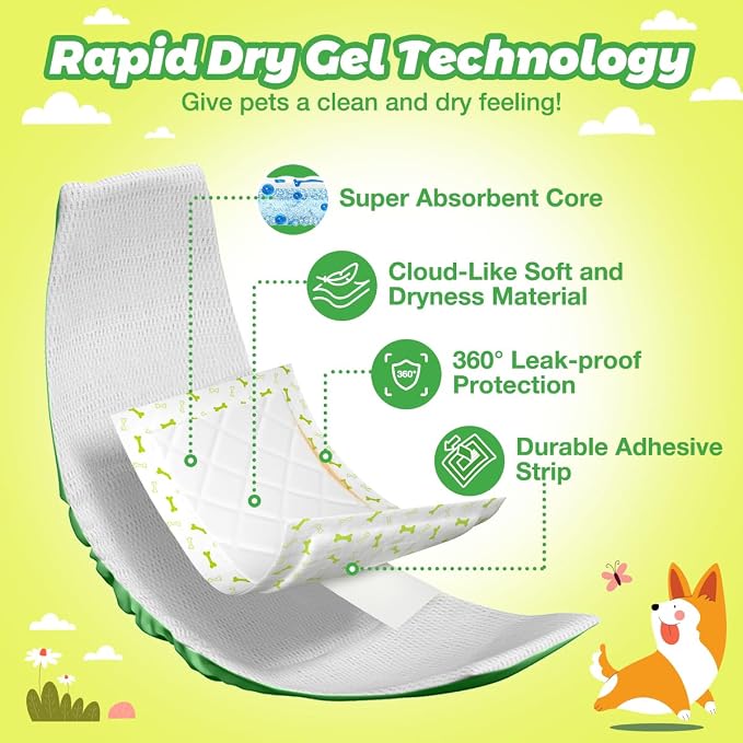 Dono Dog Diaper Liners for Male and Female Dogs, Super Absorbent Dog Booster Pads, 100ct Disposable Doggie Diaper Inserts Fit Reusable Male Belly Bands, Wraps, Washable Period Panties, Long
