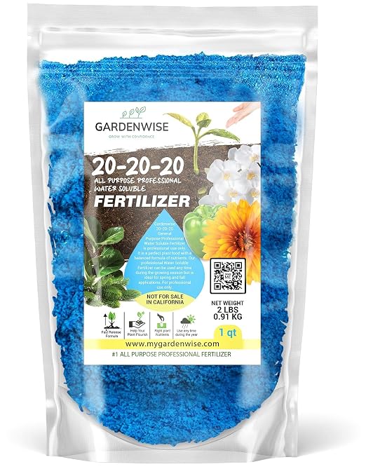 Gardenwise 20-20-20 Water-Soluble Fertilizer – Powder for Liquid Plant Food for Indoor & Outdoor Plants, Orchids, Vegetables, Lawns, Flowers – 20 20 20 Fertilizer 1 Quart (2 lbs)