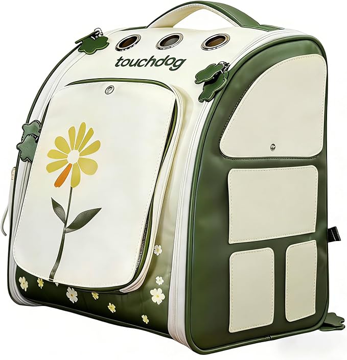 Waterproof Pet Backpack Carrier for Cats & Small Dogs, Large Ventilated Cat Travel Backpack with Chest Strap & Wide Straps. Secure, Collapsible Dog Bookbag for Hiking, Walking