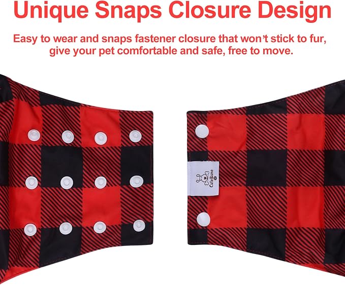 CuteBone Washable Dog Diapers Male with Snaps Reusable 3pcs a Pack Doggie Belly Band for Male Dogs Wraps KDM03L