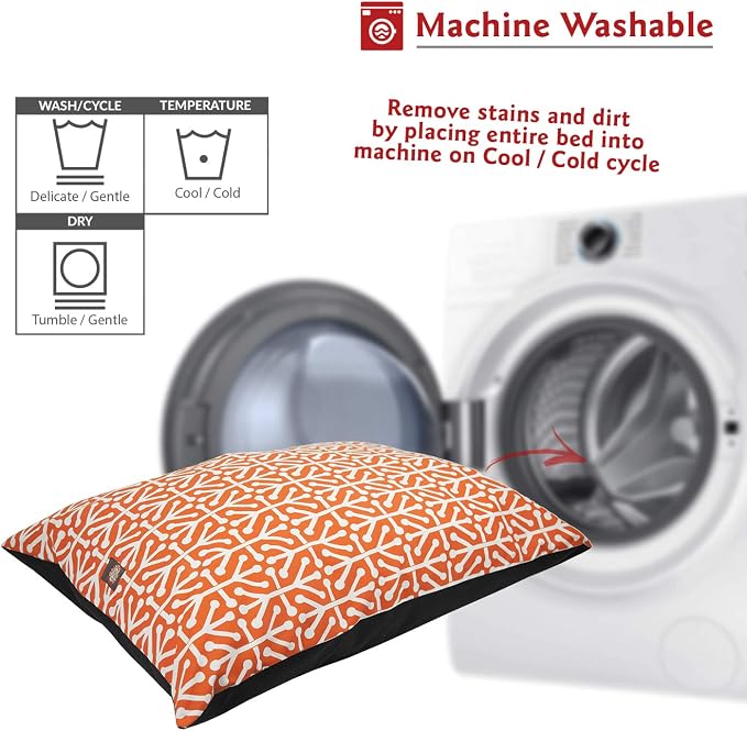 Majestic Pet Rectangle Medium Dog Bed Washable – Non Slip Comfy Pet Bed – Dog Crate Bed Super Value Pillow Dog Bed – Dog Kennel Bed for Sleeping - Dog Bed Medium Breed 35 x 28 Inch – Aruba Orange