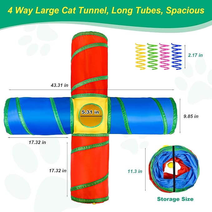 24PCS Cat Wand, Cat Tunnel & Cat Spring Toy Set for Indoor Cats