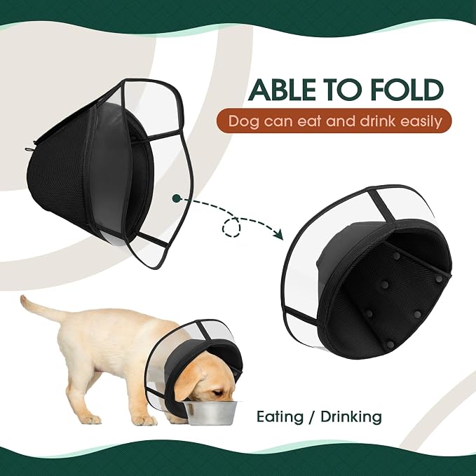 Kuoser Small Dog Cone Collar After Surgery, Soft Cone for Dogs to Stop Licking, Breathable Pet Recovery Collar Comfortable Elizabethan Collars, Adjustable Protective Dog Cones for Small Dogs, Black S