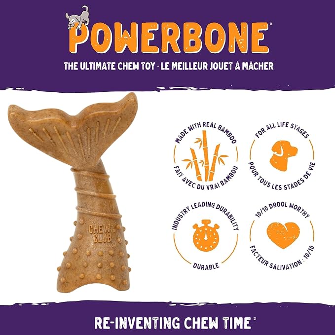 Powerbone Pet Chew Toy for Dogs - Durable, Non Toxic & Pet Safe - Best for Aggressive Chewers, Long Lasting Dental Health, Dog Teeth Cleaning, Dog Life Stages - Twist Tail 6'' (Pack of 2)