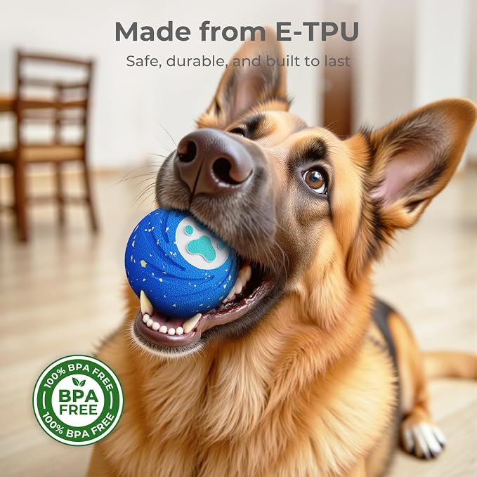 Lovkid Smart Interactive Dog Toys – Vibrating & Rolling Chew-Resistant E-TPU Dog Ball for Aggressive Chewers, USB-C Rechargeable and Waterproof, Keep Dogs Busy and Entertained(Blue)